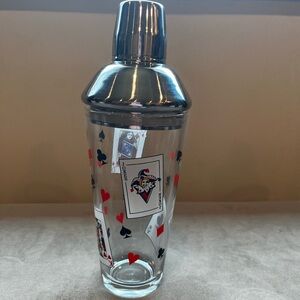 Playing Card Cocktail Shaker with Silver Lid Vintage
